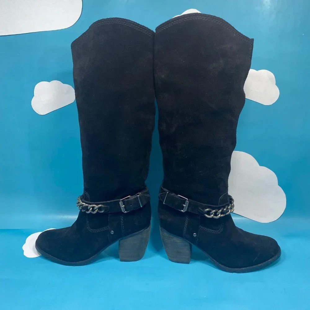 BCBGeneration Arena Black Suede Leather Boots 7B - Picture 12 of 15